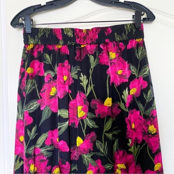 Alice + Olivia Skirt Elza Silk Pleated Floral Maxi California Poppy 6 EUC - Picture 6 of 7